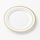 Elegant White and Gold Trim Plastic Dessert Plates - 7.5", 20-Pack